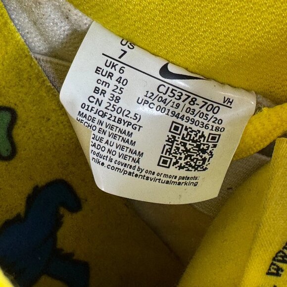Size 7 Nike SB Dunk Low x Grateful Dead Mens Yellow Furry Sneaker CJ5378-700 - Picture 9 of 11